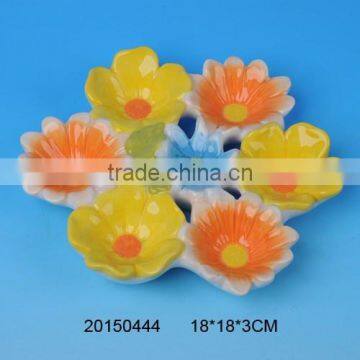 Lovely flower shape ceramic Easter Egg Plate