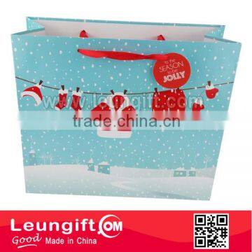Christmas Gift Bag with Red satin Ribbon and tag
