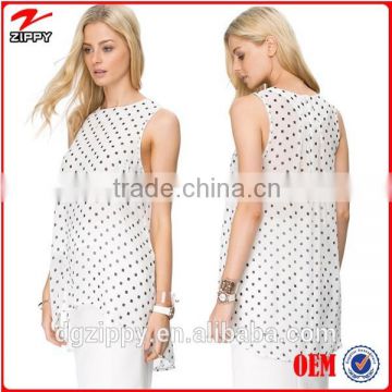 High neckline latest blouse design pictures sleeveless front short and long back blouse