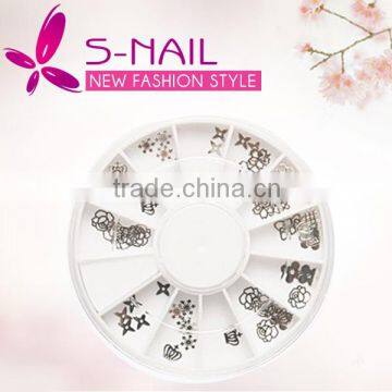 Fancy silver metal plates nail art, nail art metal slice wheel