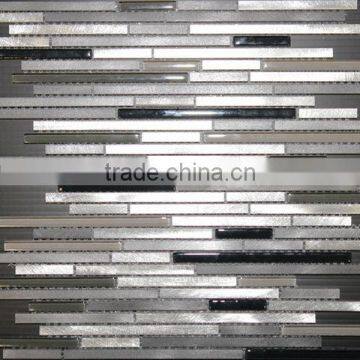 strip crystal glass and stainless steel mosaic tiles