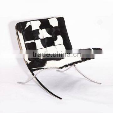 Black hided cowhide leather barcelona chair cushion only on sale