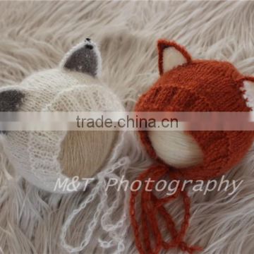 Fox Hat Newborn Baby Knitted Fox Beanie Newborn Photo Prop Funny Hat for Newborn