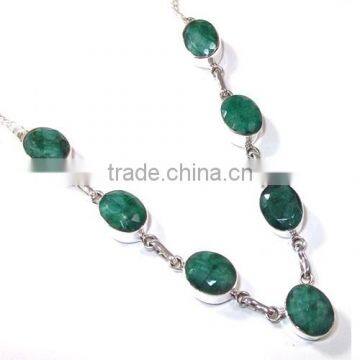 wholesale gemstone necklaces Silver 925 Jewelry Gemstone Necklace emerald necklace natural stone necklace