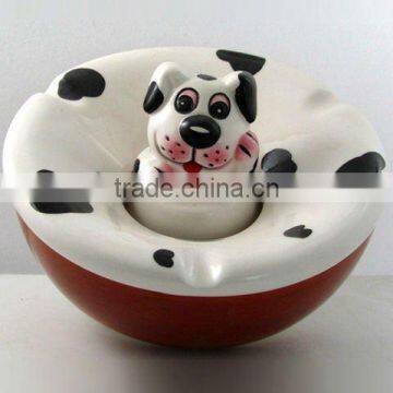 Spring Hand-Painted Cartoon Ceramic Dog Ashtray