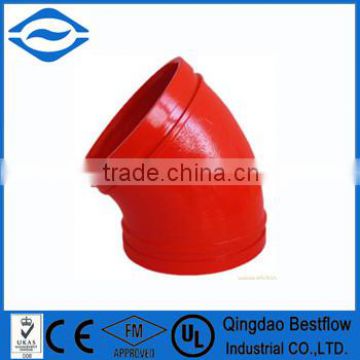 Ductile iron elbow grooved fitting 45 degree