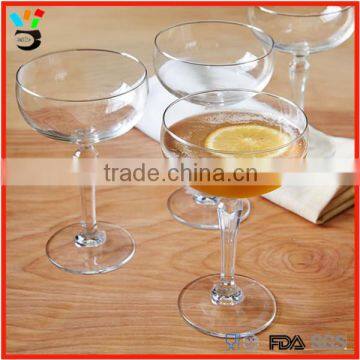 high transparent glass champagne coupe