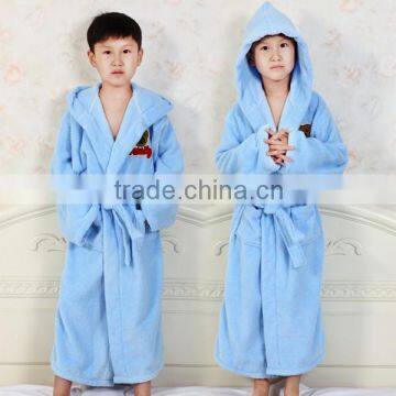 Kids Robe Solid Color With Hood Spa Bathrobe