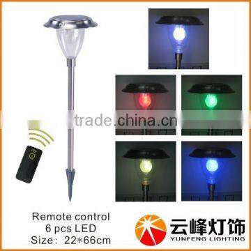 High lumens remote control function bright color changing Stainless Steel LED solar garden light remote control