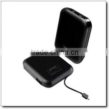 2016 new protable 10000mah power bank with cable built-in