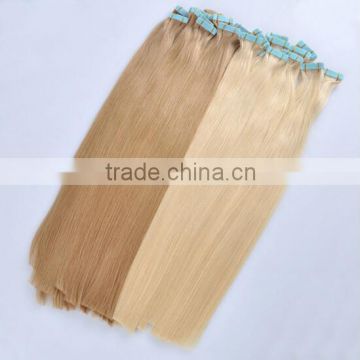 Top quality wholesale Russian full ends double drawn colorful adhesive curly tape hair extensions