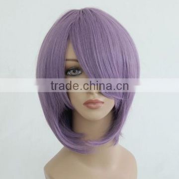 Dark Purple Women Fashion Short Straight Hair Girl Full Wigs Cosplay Party Wig N492