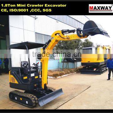 China Cheap CARTER 1.8 Ton Mini Rubber Crawler Excavator , CE / ISO Certificate, CT18-9D