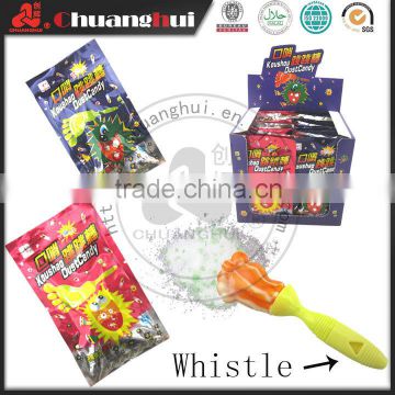 Whistle lollipop with poping candy