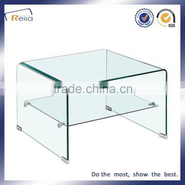 HOT BENDING SQUARE ART TEMPERED GLASS COFFEE TABLE DOUBLE LAYER GLASS FUNKY CLASSIC TABLE