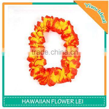 Beach Party Orange Artificial Silk Flower Hawaiian Leis