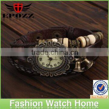 Chinese wholesale ladies cow Leather Vintage elegance Watch