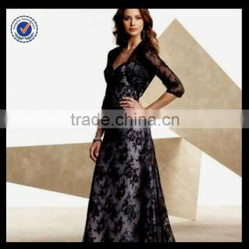 2014 V Neck Lace Detachable Jacket Mother Of The Bride Dresses Mo1050