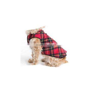 Best selling custom logo reversible double fleece jacket red tartan black clothes pets product22