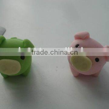 cute colorful pig shaped rubber eraser for children