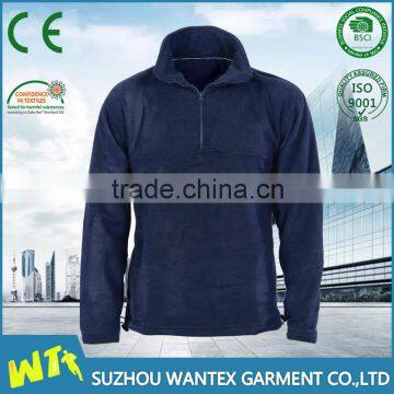 Wholesale cheap Unisex UPF50+ poly Half Zip navy blue Polar Fleece fabric Jacket