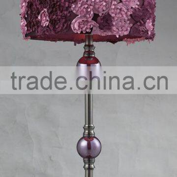 Modern table lamp with nice flower fabric shade