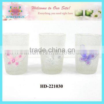 glass candle holder with decoration