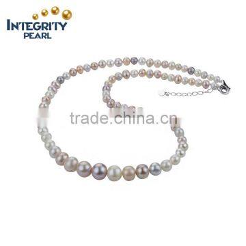 16inches 3-9mm Good Design Near Round New Fashion Pearl Long Necklace 925 photo-2