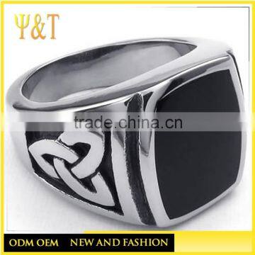 China Factory Celtic Knot Black Enamel Biker Rings,wholesale Celtic Jewelry Manufacture (HF-001)
