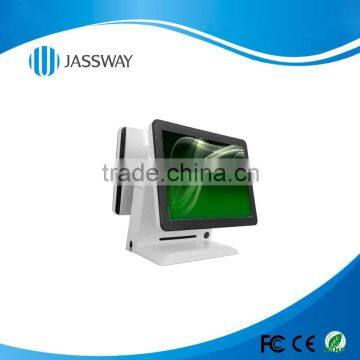 Fanless design 15 inch dual screen pos system with J1900U