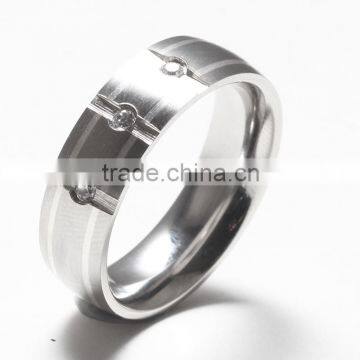 Wholesale grooved stone inlay custom titanium ring