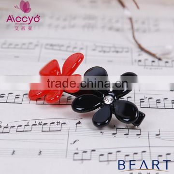 Cellulose acetate children red flower and crystal decorative hairpins