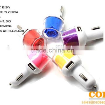 F2 two USB port car charger,2 port car charger,cheap car usb charger,Rose flower car charger