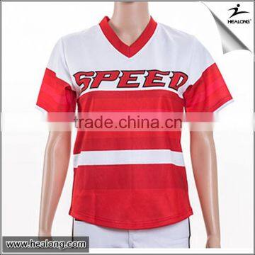 Polyester V Neck Sublimation Baseball Shirts Women Dresses Sportswear