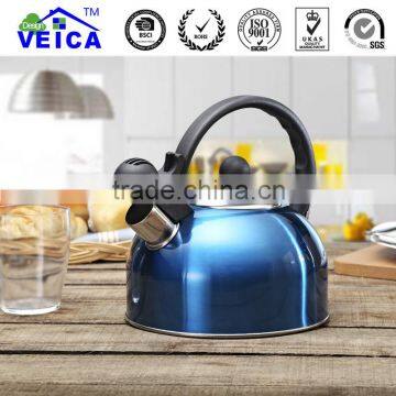 As seen on tv 2.5L stainless steel whistling tea kettle in transparent blue color coating