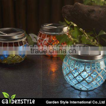 party outdoor decoration color changing light wholesale sun jar bottle solar mosaic lamp