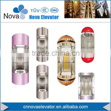 High quality Semi-Circle/Diamond/Rectangle glass Observation Elevator