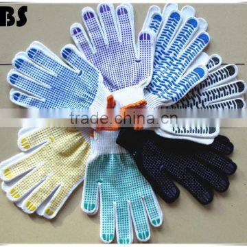 BSSAFETY Polyester or cotton knitted PVC dotted slip resistant safety work glove from China supplier