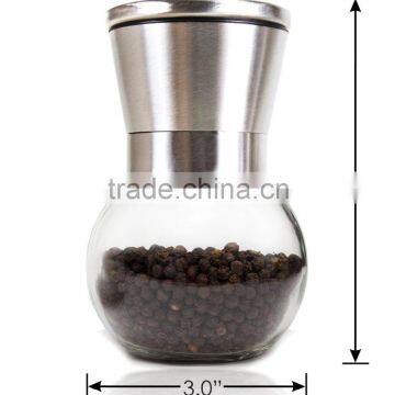 Clear Glass Pepper Grinder Salt and Pepper Grinder Set - Adjustable Coarse - Salt Mill and Pepper Grinder