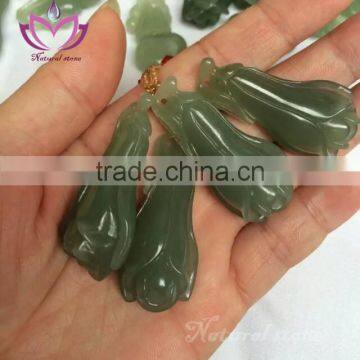 flower shape natural green nephrite jade stone gift crafts