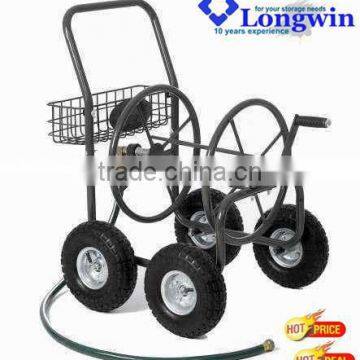 4 wheel steel water hose reel cart