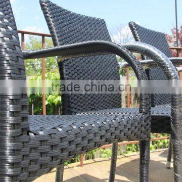 Patio Outdoor Black Color Resin Rattan Garden Arm Chair photo-2