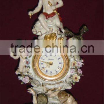 Royal Crown Prize Cup Ceramic/Porcelain Enamel Clock, Elegant Trophy Cup Table Clock, Flower Hand Painting Design photo-3
