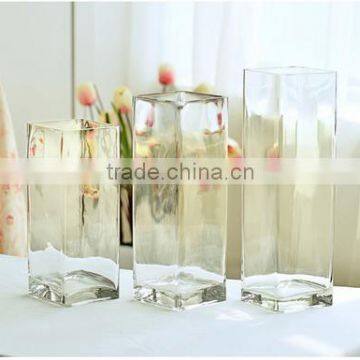 Square Home Decor Table Centerpieces Clear Glass Vase for Flower Arrangements photo-3