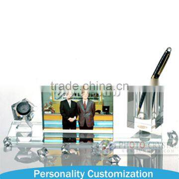 Sublimation Photo Crystal with Penholder and Watch