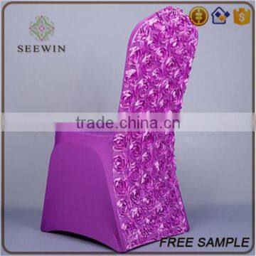 size pattern fitted elegant purple ruffled chaivari rosette pattern wedding banquet chair cover