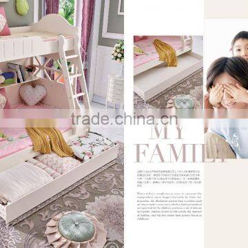 MJ606 Girls/lady Pink White Bedroom Set Wooden Children Single Queen Bed Set Study Desk Three Door Wardrobe Full Set Princess photo-2