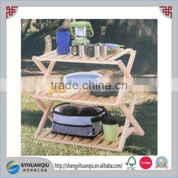 Japanese Feature High Quality Polished Folding Wooden Storage Shelf photo-3