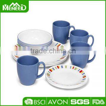 Colorful square diamond layout 12pcs melamine chinese style tableware