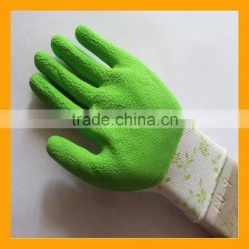 13Gauge Printed Polyester Foam Latex Gloves, Softtextile Latex Coated Glove